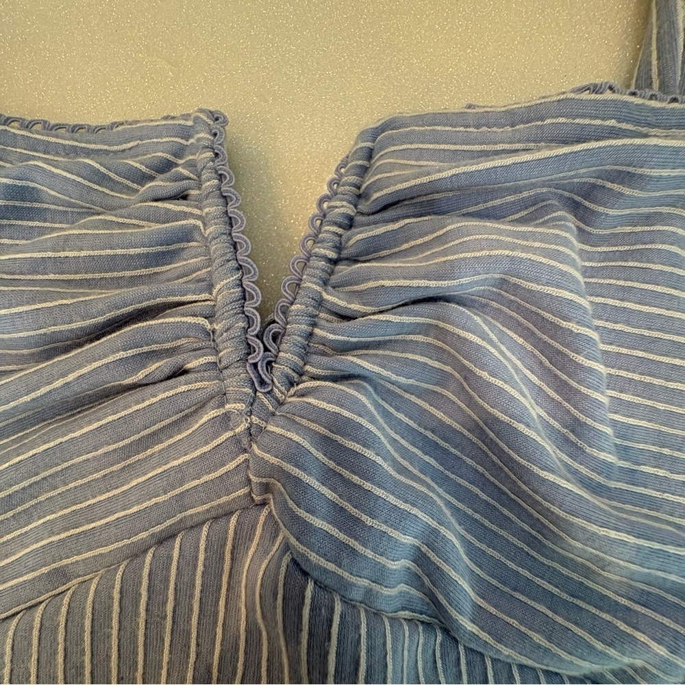 Lulu's Bodysuit Light Blue Striped Adjustable - Picture 3 of 13
